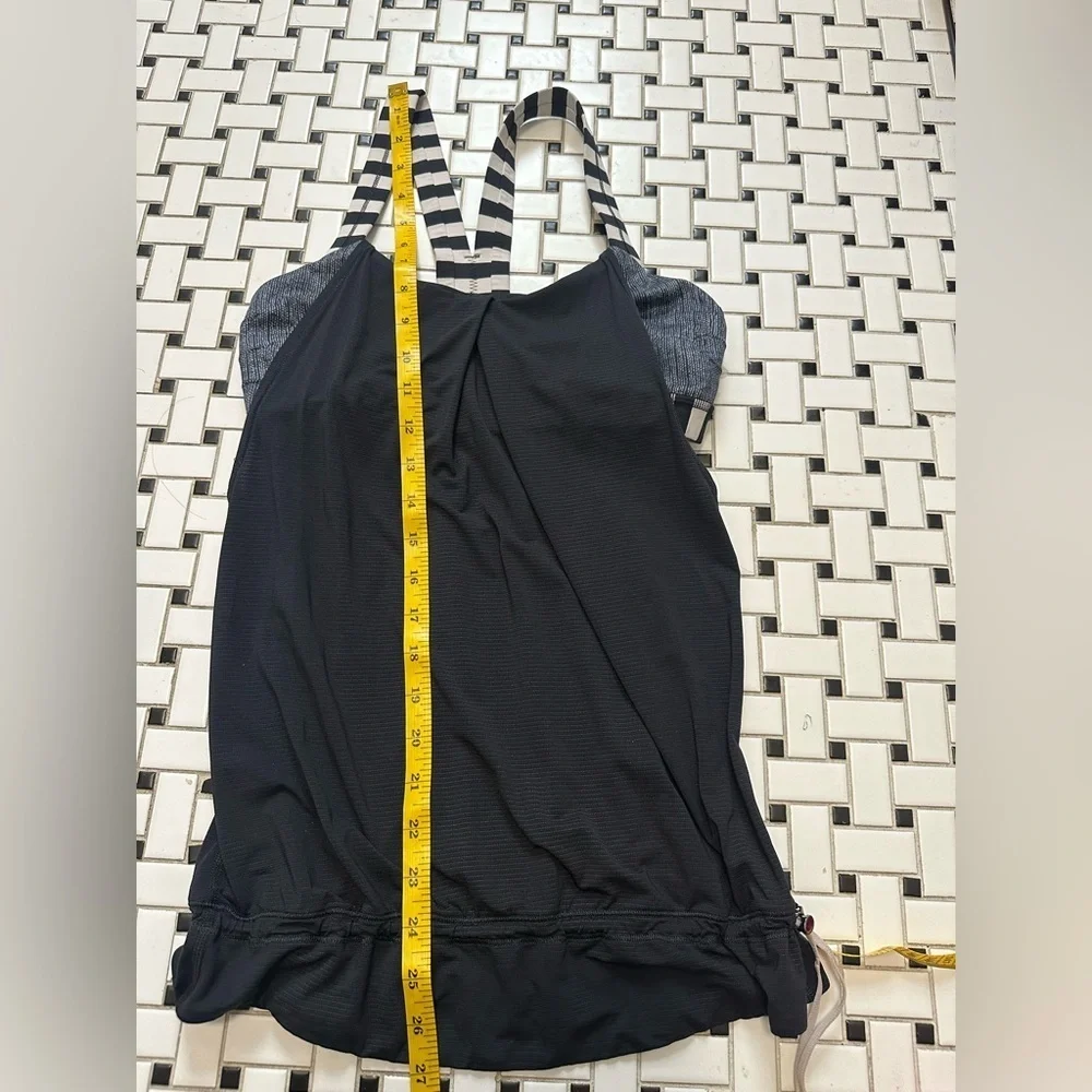 Lululemon Athletica Black Tank Top with Striped Straps